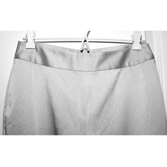 NWOT Silver Satin Dress Pants (zipper pull broken) - Picture 2 of 5